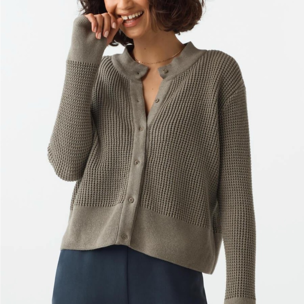 Women's Gray Button-Up Sweater